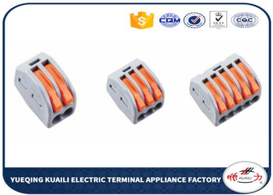 Electrical Fast Push In Wire Terminal Block , Spring Wago Lever Connectors
