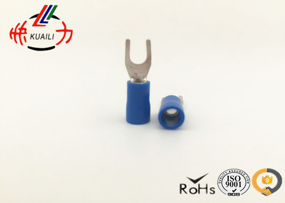 SV 2-4 Blue PVC Insulated Female Spade Connector / Tinned Copper Lugs U type cable lug